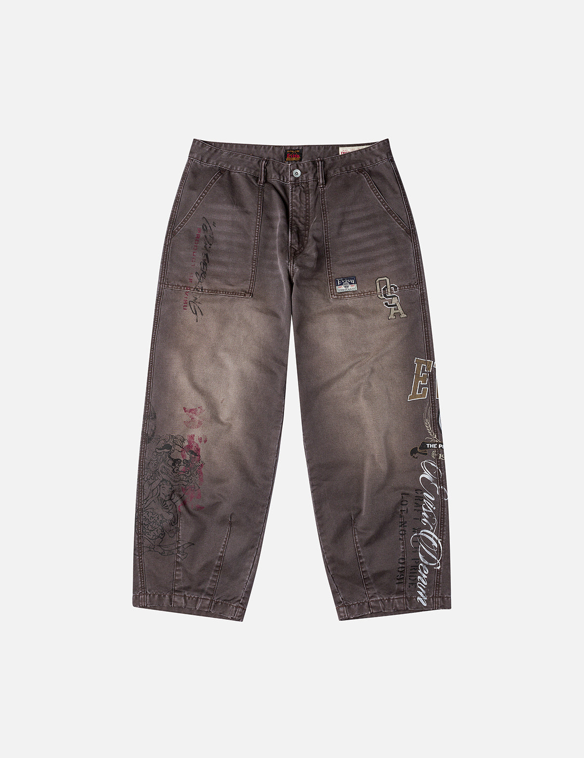 多重品牌特色图案印花洗水梭织灯笼裤